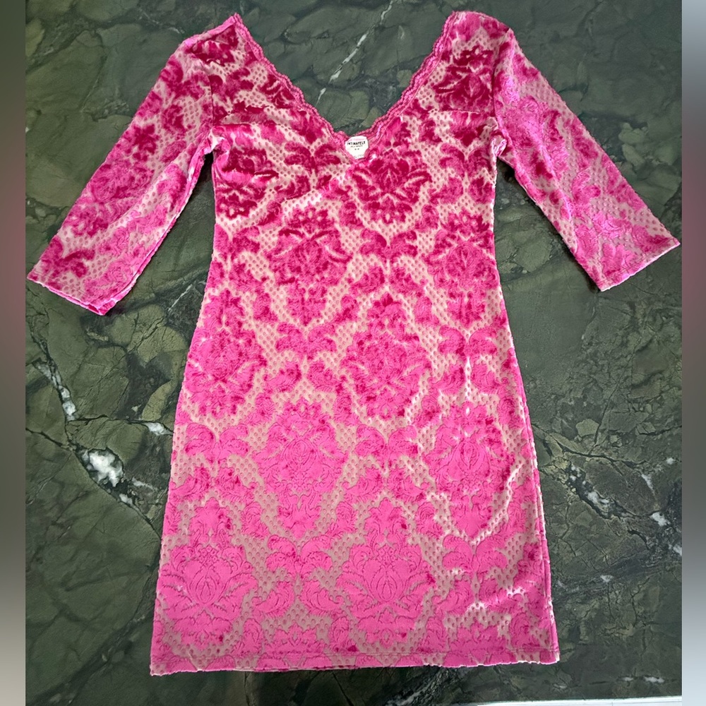 Free People Intimately Pink Velvet burnout Dress M
